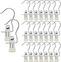 Hangers Clips,Stainless Multi Function Clip Hooks,Laundry Hanging Hooks Clips,Closet Hangers,Boot Clips， Hats Clips,Socks Clips,Pants Clips, Bras Clips (30, Rice-White)
