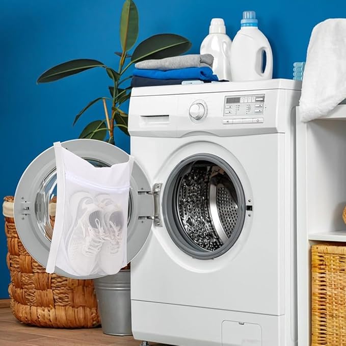 Shoe Drying Bag, Reusable Sneaker Drying Mesh Bags, Laundry Bag with Zipper Strap for Washing Machine, Shoes, Clothing, for Most Dryers Door(COLOR:white)