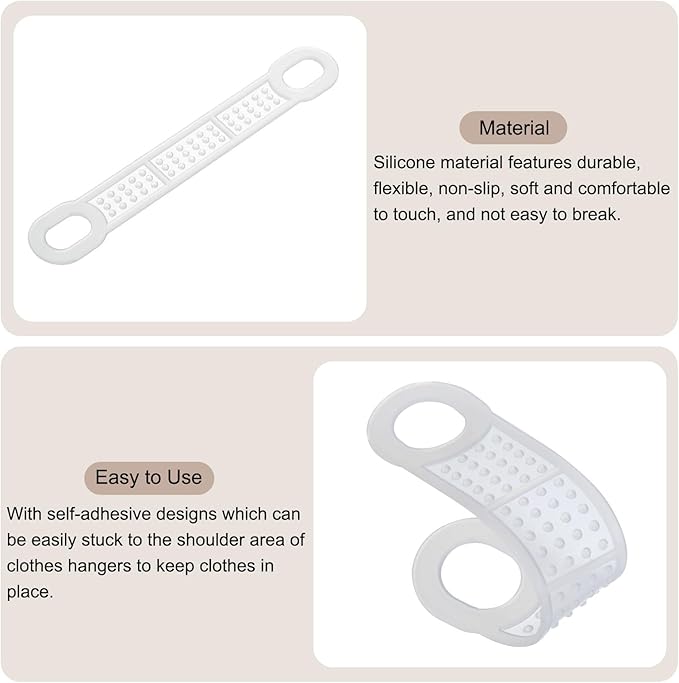 uxcell 50Pcs Non-Slip Hanger Grips Silicone Adhesive Clothes Hanger Strips for Wood Plastic Hangers, Milky (3.94" x 0.47")
