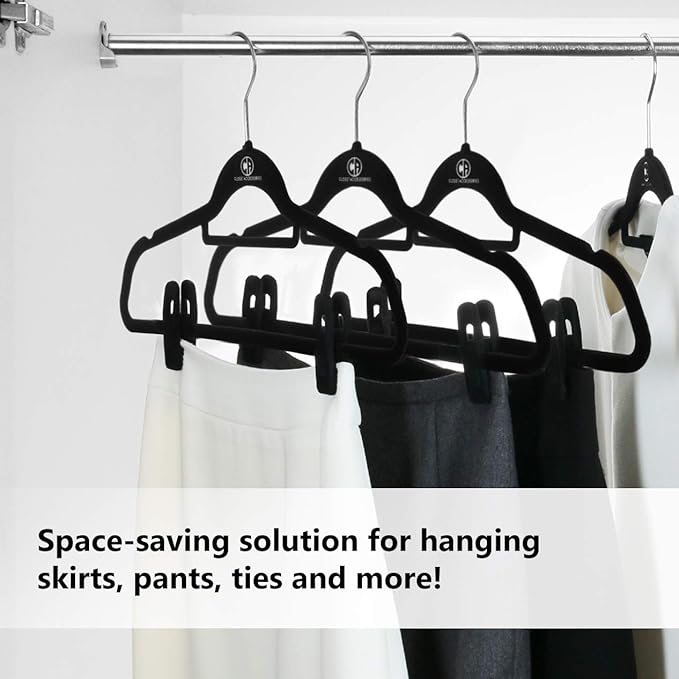 Black Velvet Clips for Velvet Hangers.10 Pack