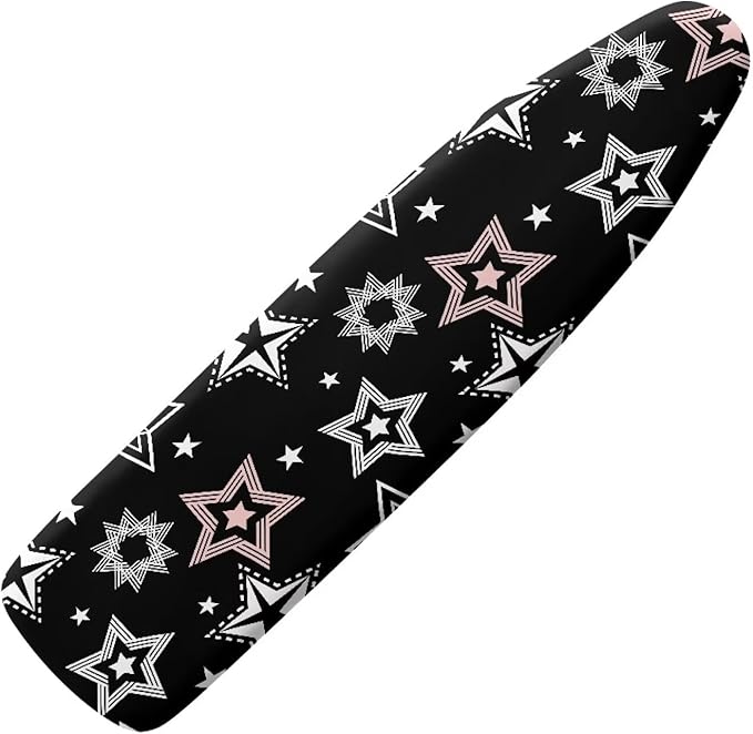 Black Fashion Iron Board Cover with Elastic Edge Large Fits All Standard Size Ironing Board Covers Heavy Duty Pressing Cloth for Ironing Stain Resistant