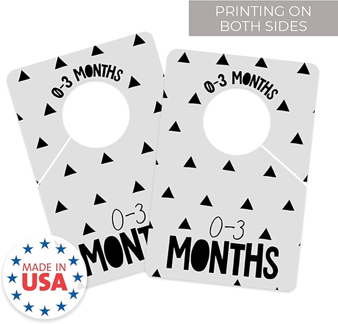 Canopy Street Gender Neutral Closet Baby Clothing Dividers/Modern Pattern Closet Organizers for Newborn to 4T Clothes / 4" x 6" Gray Nursery Wardrobe Dividers
