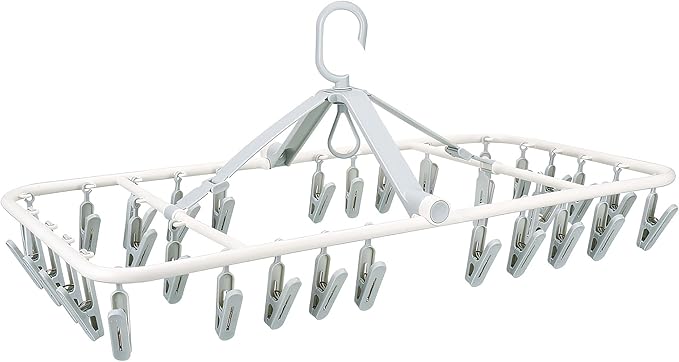 Plastic PP Drying Hanger, Anti-Rusty Drying Rack for Clothes, Socks, Lingeries, Delicates, Drying Hanger with 32 Clips for Baby Clothes, Towels