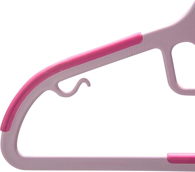 Simplify Kids 12 Pack Collar Ultimate Hangers, Non Slip Slim Space Savers, No More Stretching Baby Clothes, Pink, 3229-PINK