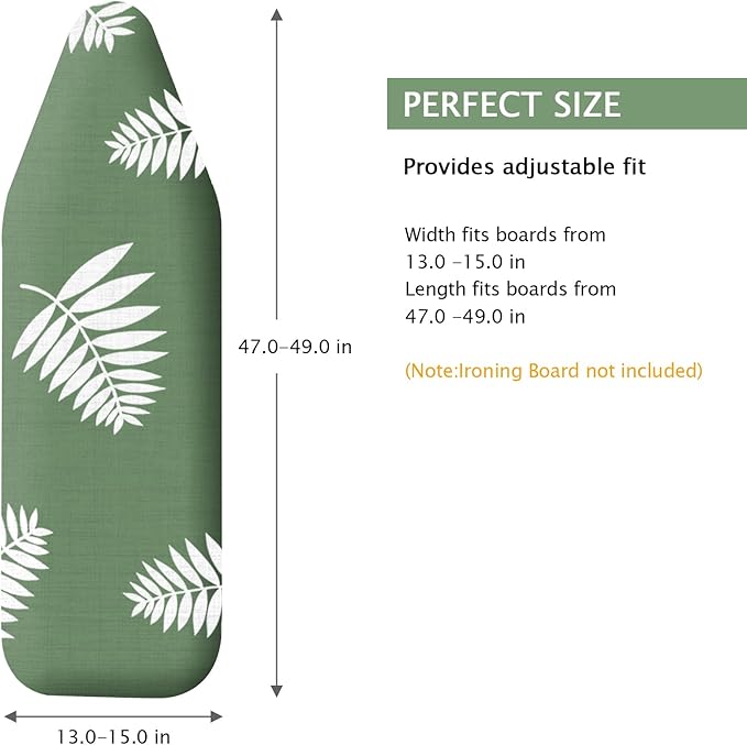 SheeChung Ironing Board Cover and Pad 15" x 49",Iron Board Cover with Elastic Edge & Adjustable Fastener,Cotton Covers Resist Scorching and Staining Extra Thick Padding,Silicone Coating