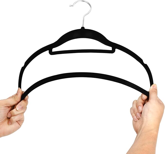 Velvet Hangers 100 Pack, Premium Non-Slip 360° Degree Rotatable Hook, Space Saving Clothes Hanger, Black