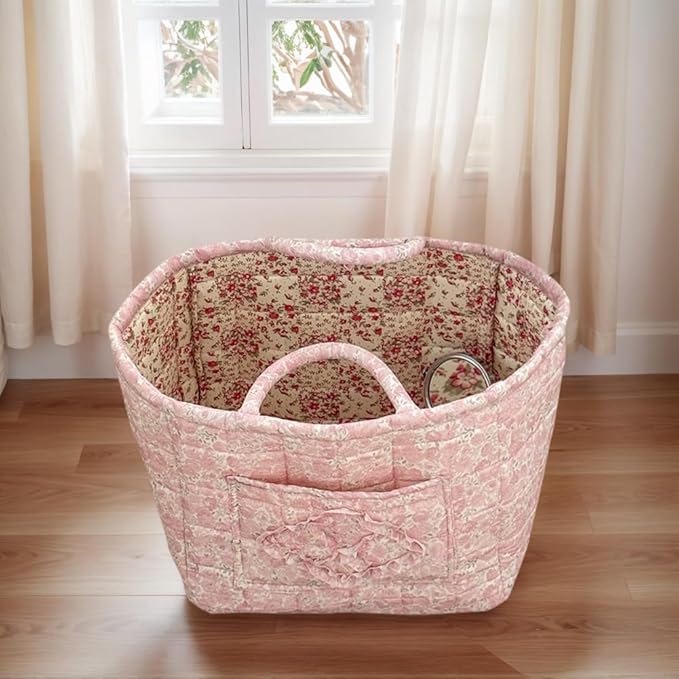 Floral Fabric Storage Basket Car Interior Storage Basket Underwear Sundries Laundry Baskets Supplies Home Organizer Bag (style 2)