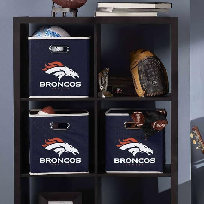 Franklin Sports NFL Storage Bins - Collapsible Cube Container + Basket - NFL Office, Bedroom + Living Room - 11"x11"