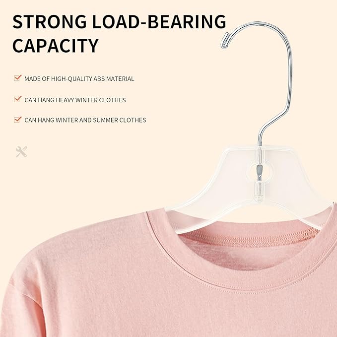 Clear Plastic Kids Hangers – 14 Inch Size, Pack of 20 – Lightweight Space-Saving Hangers for Shirts, Tops & Jackets – Durable Closet Organizers for Children’s Clothing