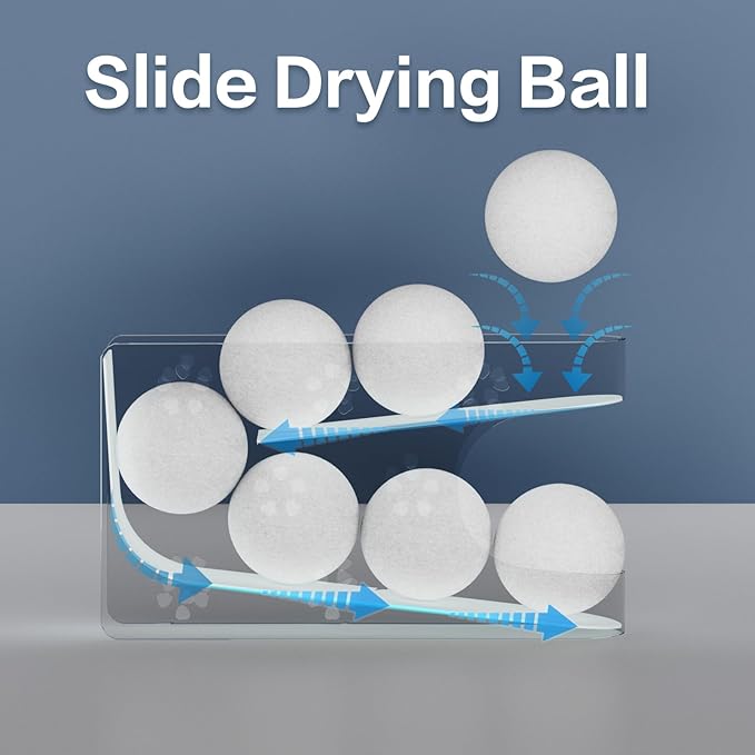 Magnetic Dryer Ball Holder for Laundry Room,Automatic Dryer Balls Roller Chute Container & Organizer,Dryer Ball Dispenser for Storage,White Dryer Ball Basket (No Balls)