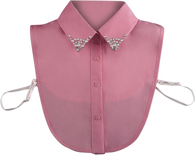 Chiffon Beading Half-Shirt Blouse Detachable Lace Fake Collars Dicky Collar Faux Collar for Women Girls