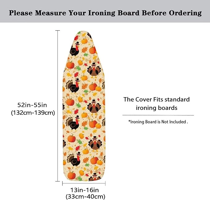 SEANATIVE Turkey Pumpkins Ironing Board Cover Stain Resistant Pad Covers Durable Iron Board Protective Covers with Elastic Edge, Easy Installation