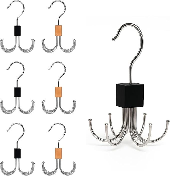 6-Pack Tank Top & Bra Hangers, 360° Rotatable Metal Organizer with Claw Design, Space-Saving Closet Hooks for Bras, Scarves, Purses, and Accessories