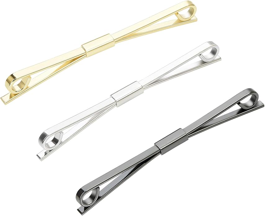 3PCS Shirt Collar Clips Necktie Tie Clips Clip-on Collar Bars Gold Silver Black Metal Cravat Clips Collar Pin Accessories for Men