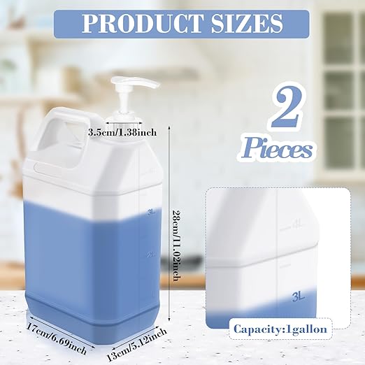 mwellewm 2 Pcs 1 Gallon Jugs with Caps Empty Plastic Gallon Containers with Lids Oil Container Automotive Square Plastic Storage Bottle for Liquids Water Laundry Detergents Home and Commercial Use