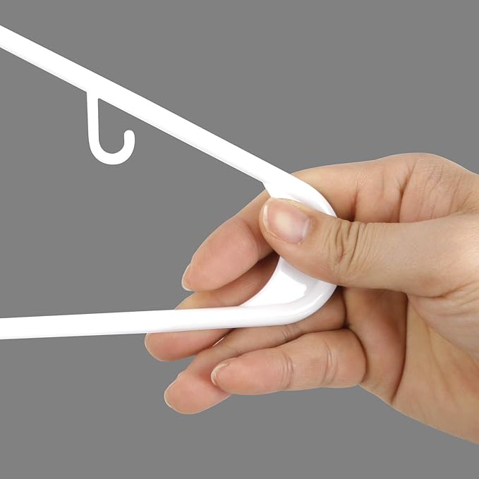 ZENY 100-Pack White Plastic Hangers for Clothes Space Saving Clothing Hangers, Long Lasting Clothes Hangers