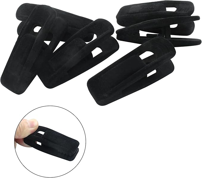 Hordion 60Pcs Velvet Hanger Clips, Non-Slip Velvet Clip Strong Finger Clip, Black Felt Hangers Clips for Thin Clothes Hangers, ZC202405062817
