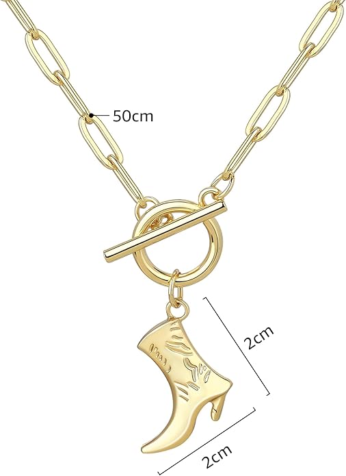 Chunky Gold Necklace for Women Gold Evil Eye Cowboy Pendant Necklace Dainty Paperclip Chain Vintage Luck Amulet Choker Necklaces Celestial Jewelry Gift