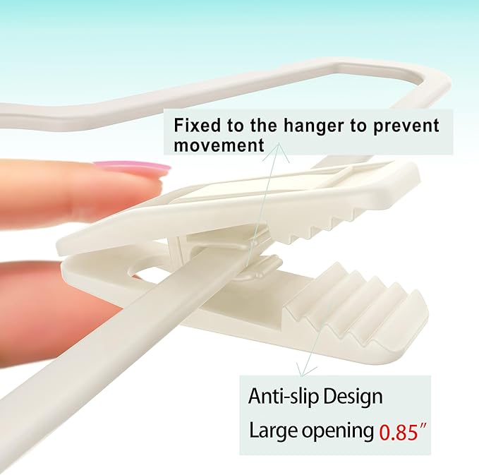 Hanger Clips Perfect for Velvet Hangers (Beige, 80 PCS), Strong Plastic Clips Pant Skirt Hanger Sock Clips for Beige Flocking Felt Hangers