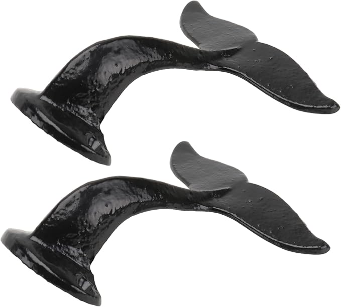 2pcs Whale Tail Wall Hooks Creative Decorative Storage Hook for Indoor Use for Clothes Bags and Sundries Compact Iron Wall-Mounted Hanger for Bedroom Bathroom Living Room