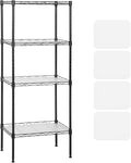 YRLLENSDAN Wire Shelving Unit with PP Liners, 4 Tier Metal Storage Shelves for Laundry Room Organization, Closet Shelf Organizer, Kitchen Rack, Garage Storage, Black, 18" x 12" x 44" ﻿