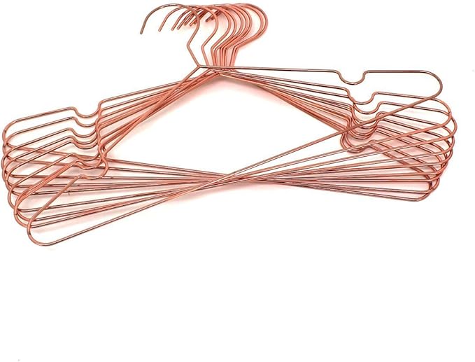 10Pack Koobay 13" Children Rose Copper Gold Shiny Metal Wire Top Clothes Hangers for Shirts Coat Storage & Display