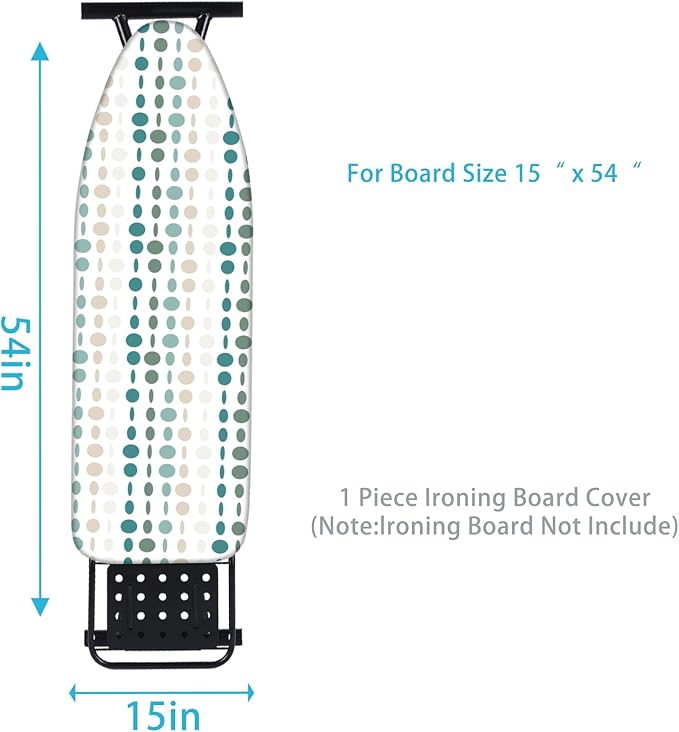 BNDX Heat Resistant Ironing Board Cover and Pad - Extra Thick and Durable Padding,Full Size and Stain - Upgrade Drawstring Tightening - Easy Installation to 15x54