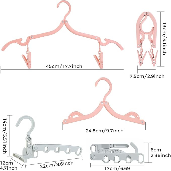 25 Pcs Travel Hangers Set | Portable Foldable Space Saving Plastic for Cruise Ship, Camping, Business Trips | Travel Accessories Essentials (Includes 5 Bonus Hangers)
