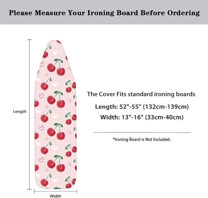 Cherry Ironing Board Cover Thick Table Top Ironing Board Cover Easy to Install Soft Ironing Board Protector Extra Wide Ironing Pad 54x15 inches