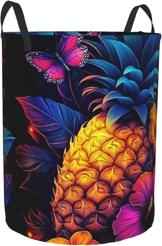 Pineapple Print Laundry Basket For Storage Bins Gift Baskets Bedroom Clothes Hamper