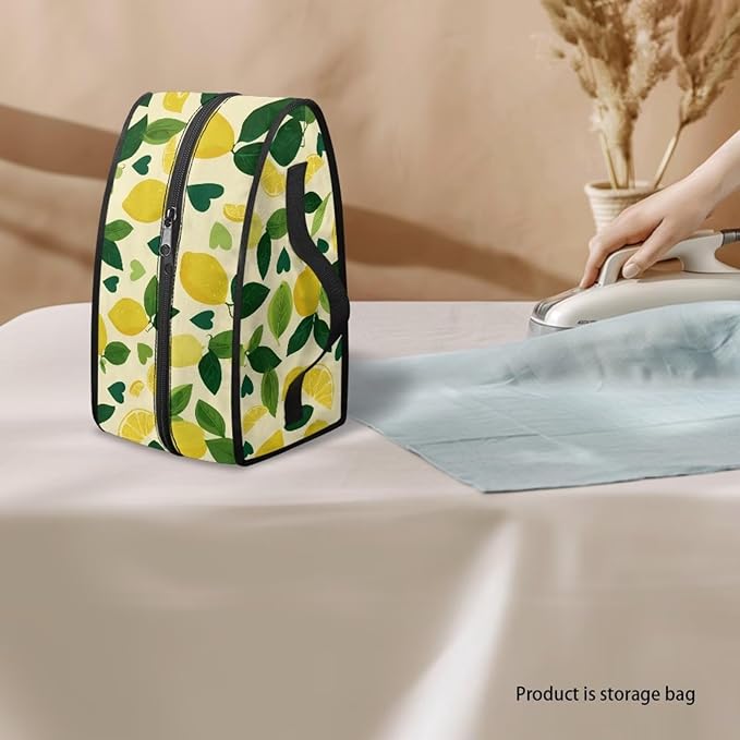 Lemon Print Steam Iron Case Travel Iron Organizer Handheld Steamer Holder with Handle Waterproof Travel Accessories, Case Only