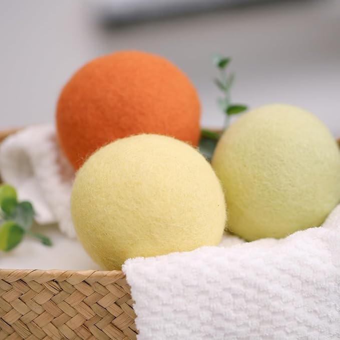Wool Dryer Balls Handmade 3 Pack XL,Organic Laundry Dryer Balls,100% New Zealand Wool Natural Fabric Softener,Reusable 1000 Loads,Wrinkles Free, Shorten Drying Time,Baby Safe (3 Pack,Winter Sunshine)