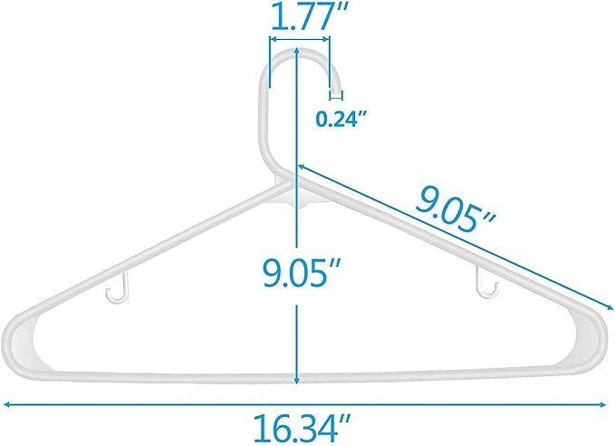 HomGarden Standard White Plastic Hangers - 100 Pack Tubular Clothes Hangers for Adults