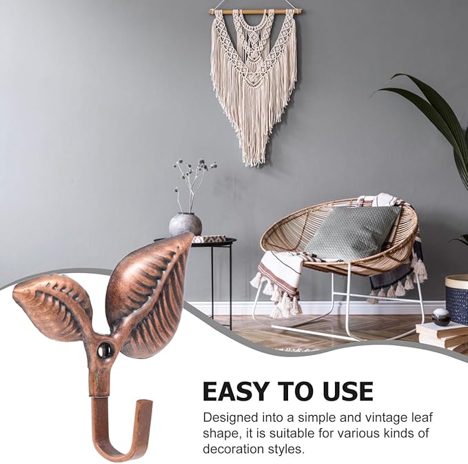 4Sets Vintage Leaf Design Iron Wall Hooks Practical Coat and Hat Hooks for Home Storage and Stylish for Bedroom Kitchen Living and Bathroom