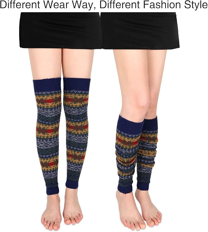 Benefeet Sox Wool Knit Leg Warmers for Women Vintage Boho Leg Warmers Long Winter Warm Thigh High Footless Boot Socks