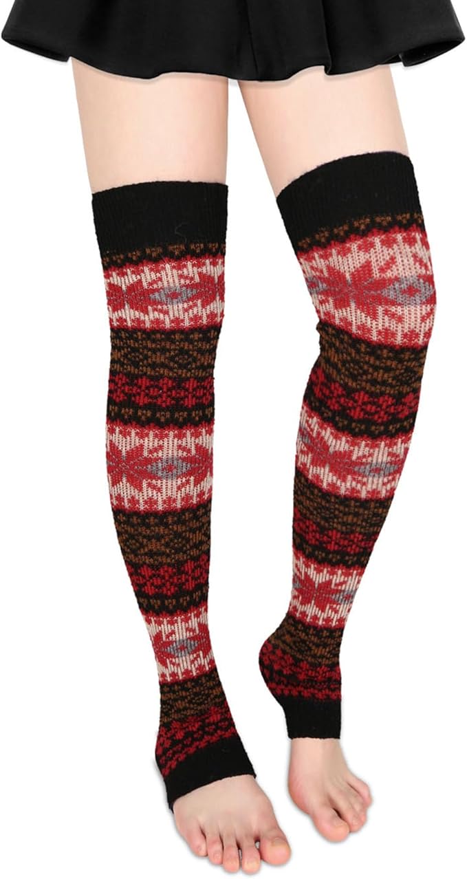 Benefeet Sox Wool Knit Leg Warmers for Women Vintage Boho Leg Warmers Long Winter Warm Thigh High Footless Boot Socks