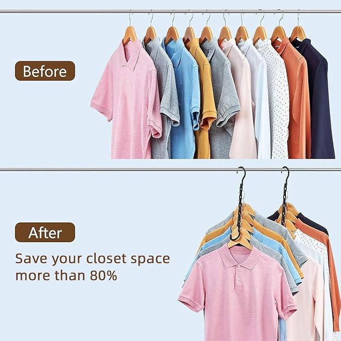 Space Saving Hangers for Clothes,20 Pack Sturdy Closet Hangers Space Saver,Upgraded Closet Space Savers,Magic Hangers,Shirt Hangers Space Saving,College Dorm Room Essentials for Heavy Clothes