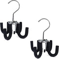 Huji 4 Hooks Swivel Belt Hanger Tie Scarves Necklace Purse Rack Clothes Organizer Closet Storage (2, Black Swivel Belt Hanger)