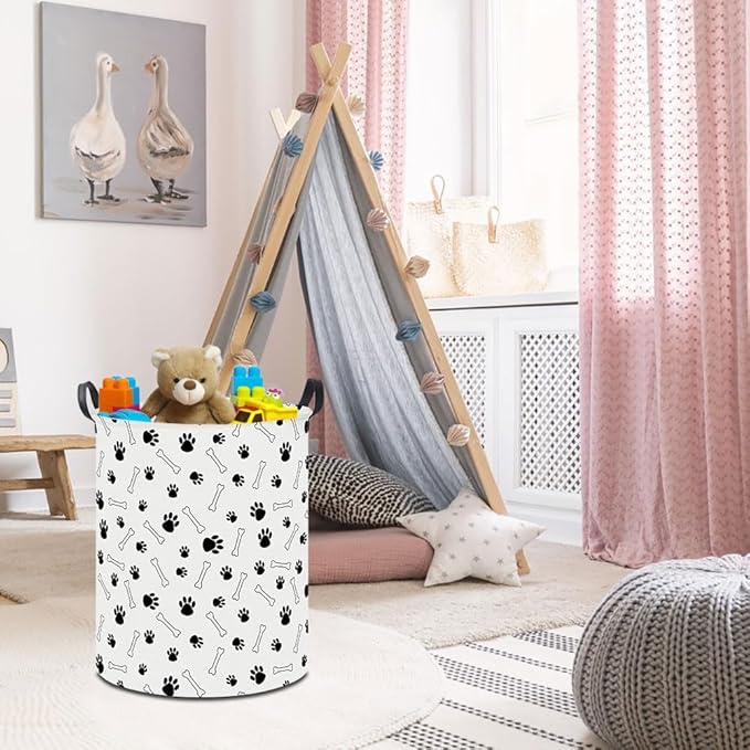 19.7" Laundry Basket,Dirty Clothes Hamper,Waterproof Storage Bin,Room Decor,Gift Baskets,Nursery Hamper(Paw)