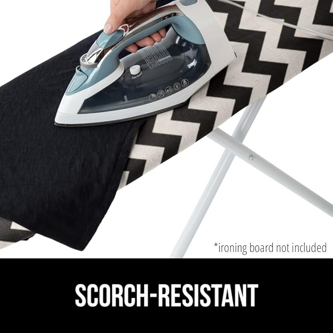GORILLA GRIP The Original Ironing Board Cover and Pad, Silicone Coating, Thick Scorch Resistant Padding, Heavy Duty Iron Covers Standard Boards, Hook and Loop Fastener Strap, Chevron, 15x54