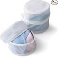 Smart Design Intimate Wash Bag with Safety Zipper - Set of 2 - Washing Machine Safe - Fine Mesh Nylon Polyester - Bra, Hosiery, Pantyhose, Delicates, Lingerie, & Baby Clothes - 6.5 x 5.5 Inch - White