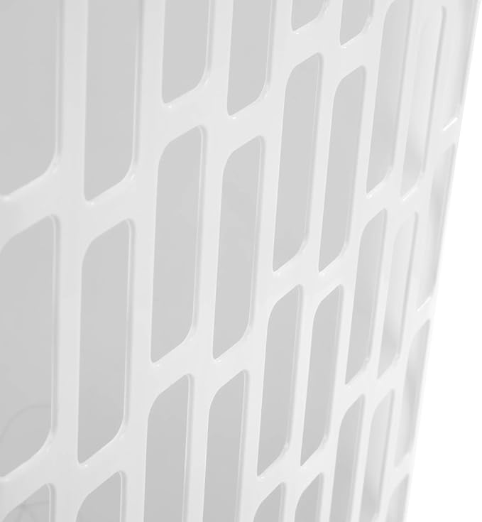 Rectangular Open Plastic Laundry Basket, Suitable for Small Spaces, White