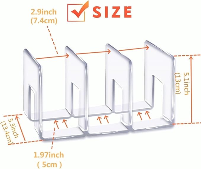 YAGELI Clear Acrylic Purse/Handbag Organizer - 3 Sections Divider for Closet Storage - Sturdy Organizer Rack for Purses, Handbags, and Clutches(2Pack-3Sections)