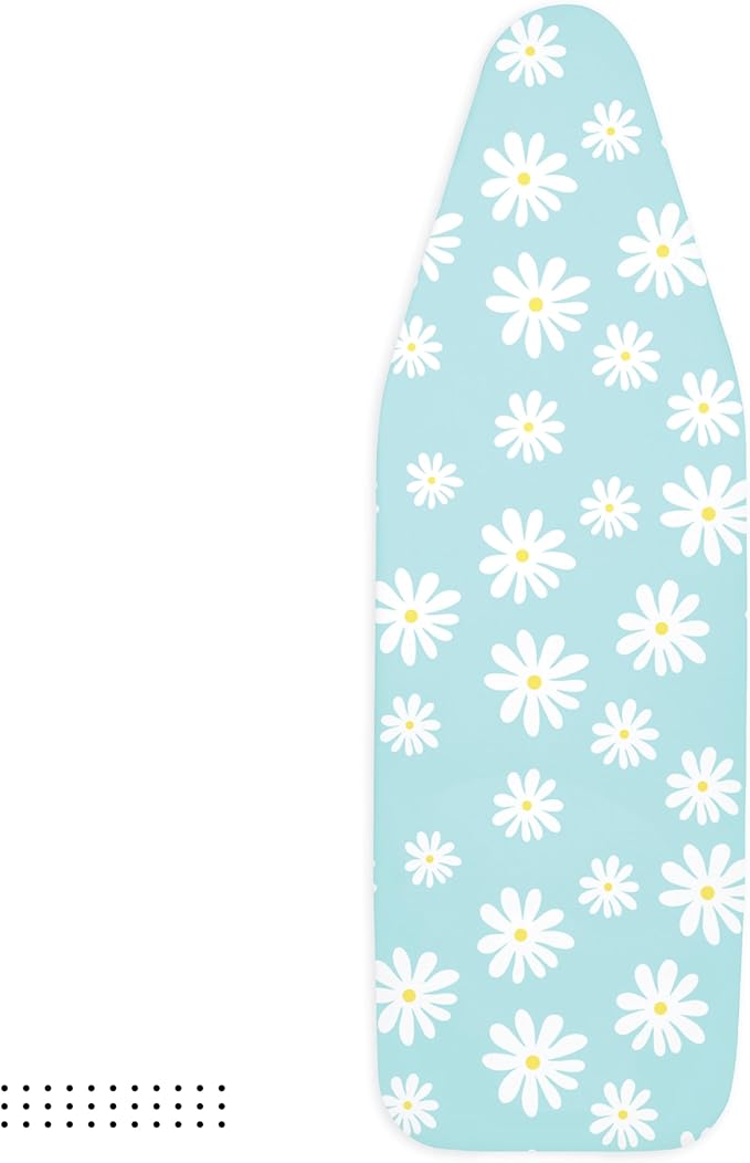 Encasa XO Ironing Board Cover and Pad 54"x18" - Thick 3mm Felt Padding, Drawstring Tightening & Lock, Easy Fit, Scorch & Stain Resistant, Fits X-Large Ironing Board - Daisy Blue