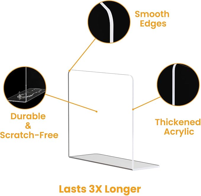 Purse Organizer for Closet Shelf Dividers - 10" Tall X 12" Deep Clear Acrylic Shelf Dividers for Closet Organization - Free-Standing Adhesive Design for Wood & Wire Shelves Bedroom Kitchen 12 Pack