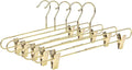 100 Quality Skirt Pants Trouser Hangers Heavy Duty Metal Swivel Hook (Gold, 100)