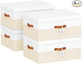 Extra Large Storage Bins - 4 Pack Closet Storage Boxes with Double-Open Lid & Divider Board, Stackable Colthes Storage Organizer, Fabric Basket with Label Tag for Home, Laundry