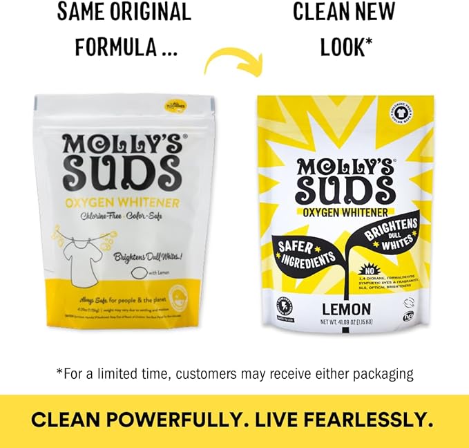 Molly's Suds Starter Pack | Includes 70 Load Natural Laundry Powder, 2 Package of Wool Dryer Balls & 1 Oxygen Whitener