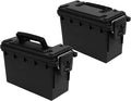 Sheffield 12790 2-Pack Ammo Storage Box, Stackable .30 Cal Field Boxes, Water and Dust Resistant, Lockable Storage Box with Handle, Secures Hunting Gear, Supplies, and Bullets, Made in USA, Black