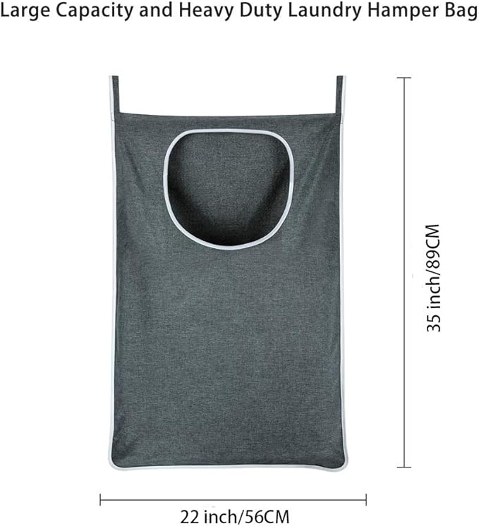 XL Hanging Laundry Hamper, Over the Door Laundry Hamper and Baskets, Wide Opening Hanging Laundry Bag,Hanging Hamper for Bathroom,Dorm,Laundry Room,Chirstmas Gifts（Grey).